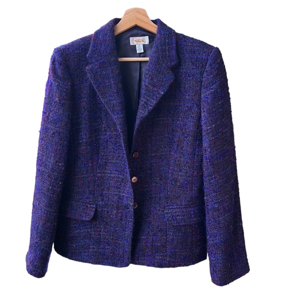 Talbots Purple Tweed Fuzzy Knobby Blazer. Wool/Mohair. Sz 10 - Picture 4 of 8